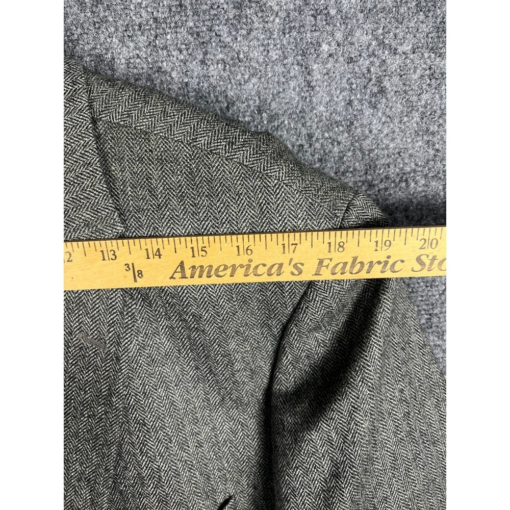 Alan Flusser Men's Grey Herringbone 100% Pure Lambswool Blazer Jacket‎ Size 48L - Picture 12 of 13